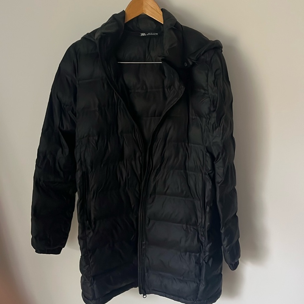 Zara black lightweight hot winter puffer coat small